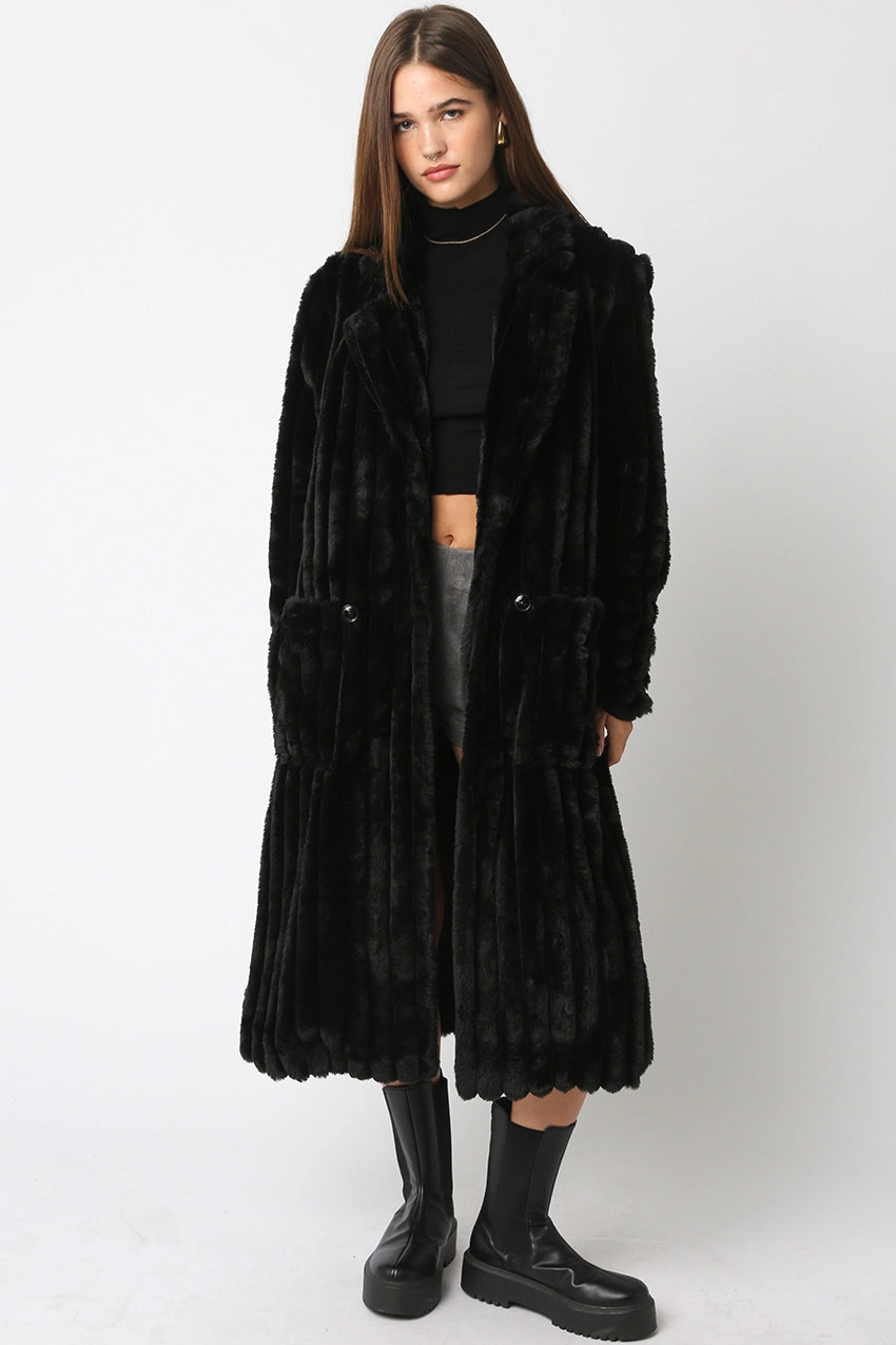 FAUX FUR LONGLINE COAT