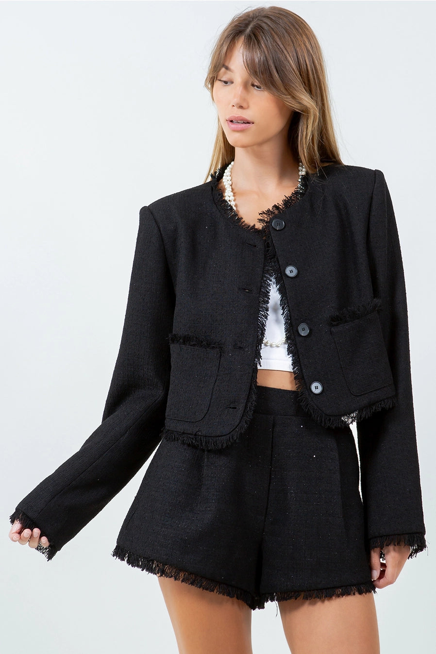 FRAY EDGE TWEED JACKET