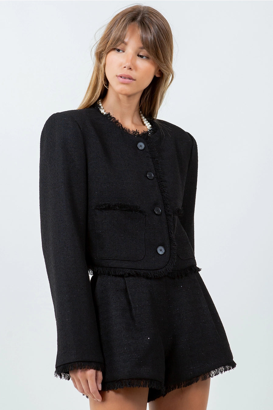 FRAY EDGE TWEED JACKET