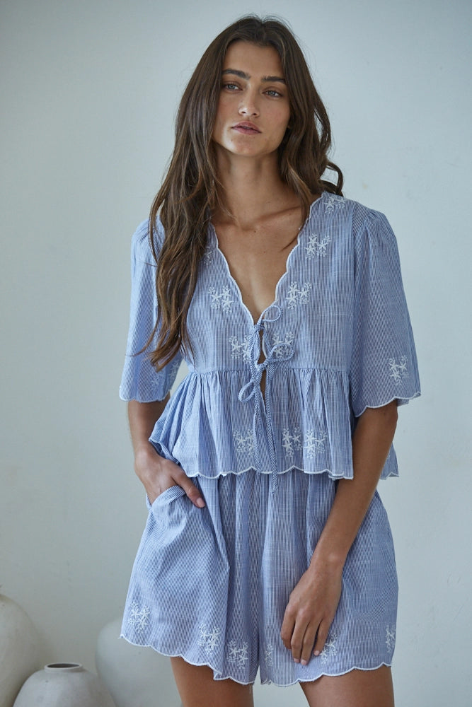 Azure Embroidered Set