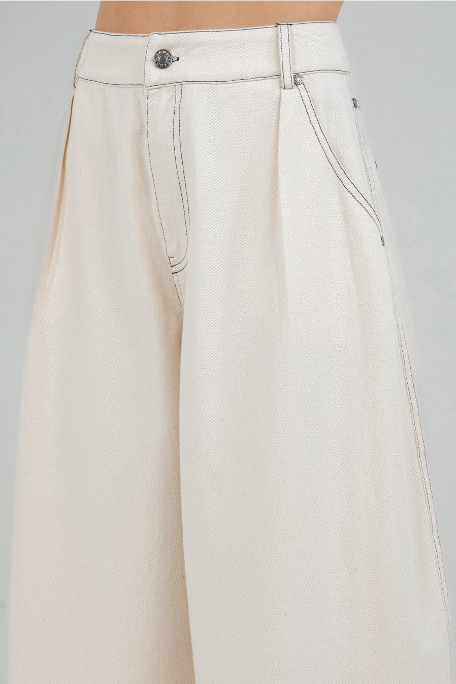 OATMEAL COTTON BARREL PANT