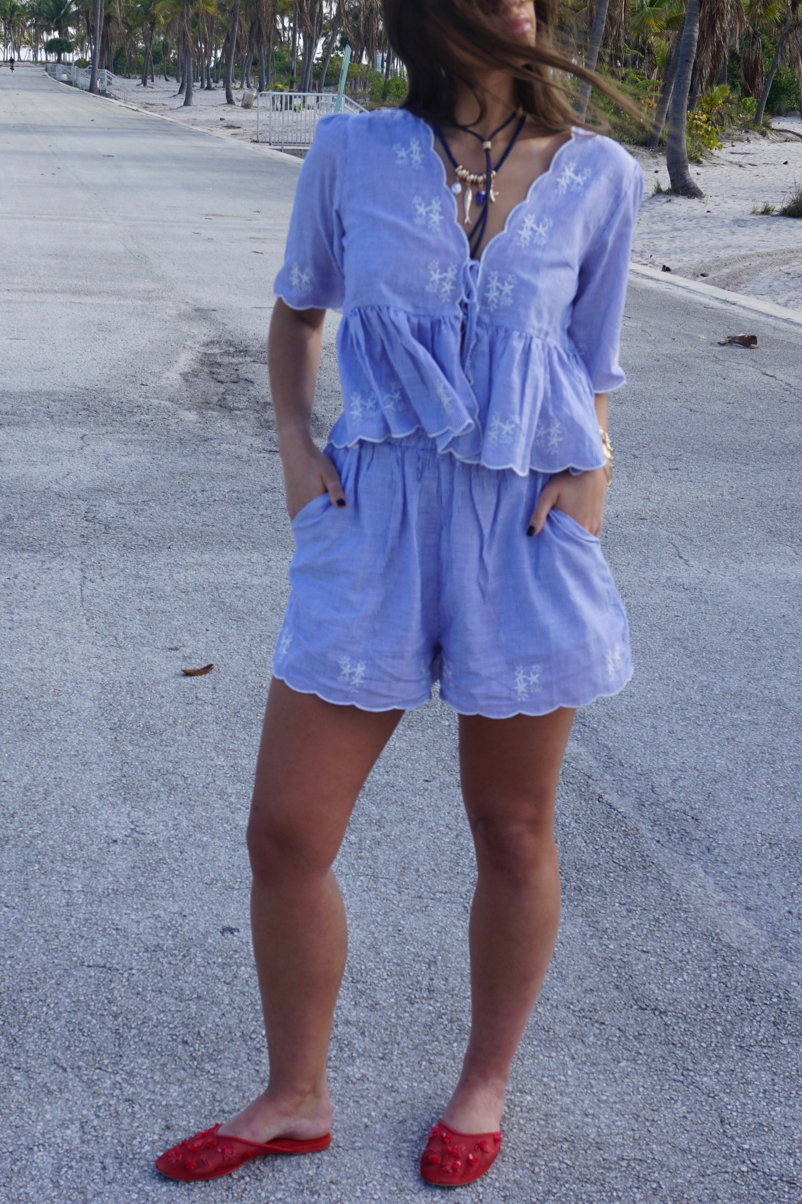 Azure Embroidered Set