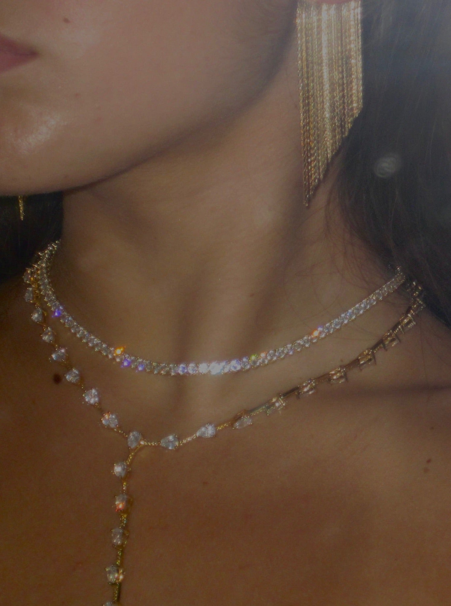 THREE POINT IMITATION DIAMOND NECKLACE