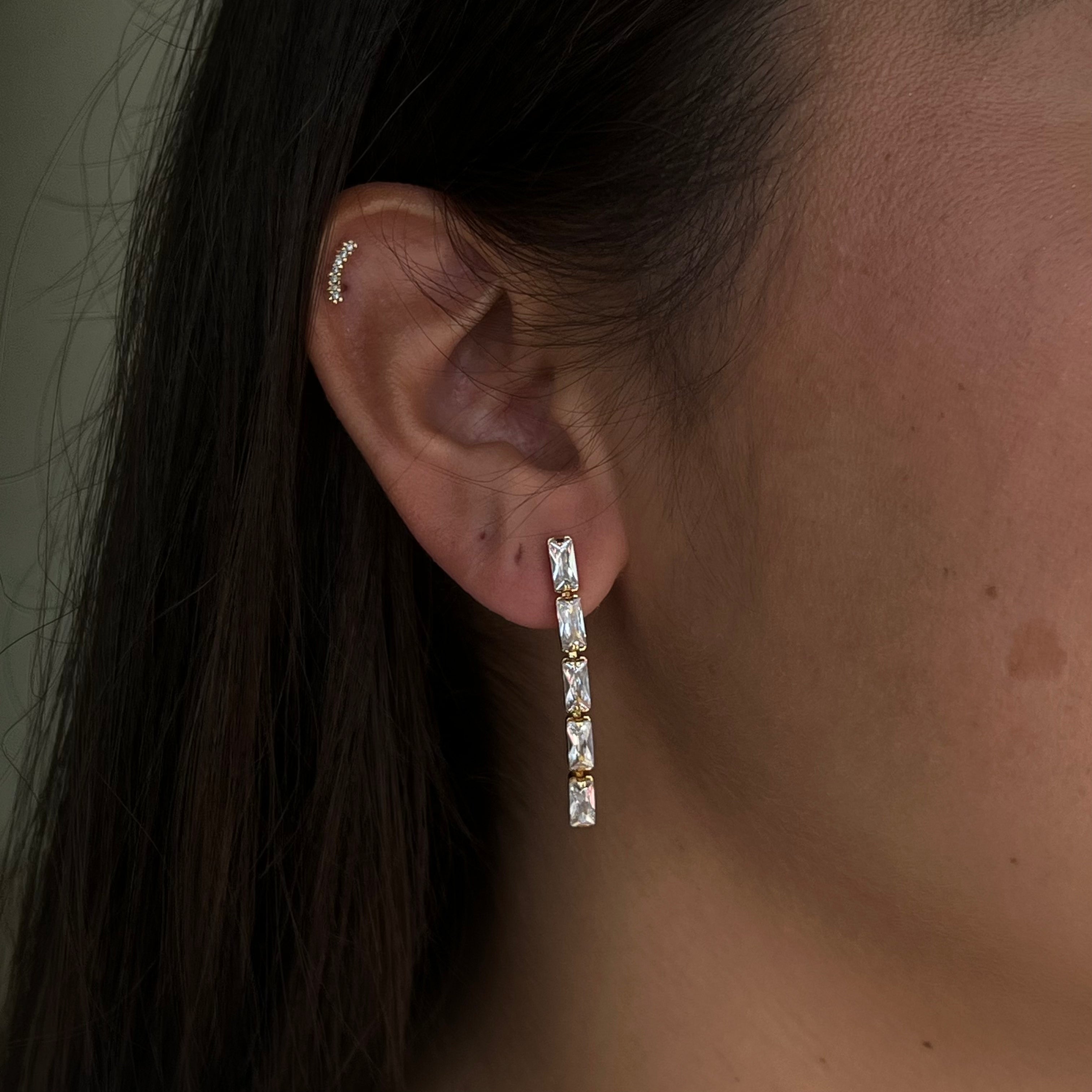 BAGUETTE TENNIS DROP EARRINGS