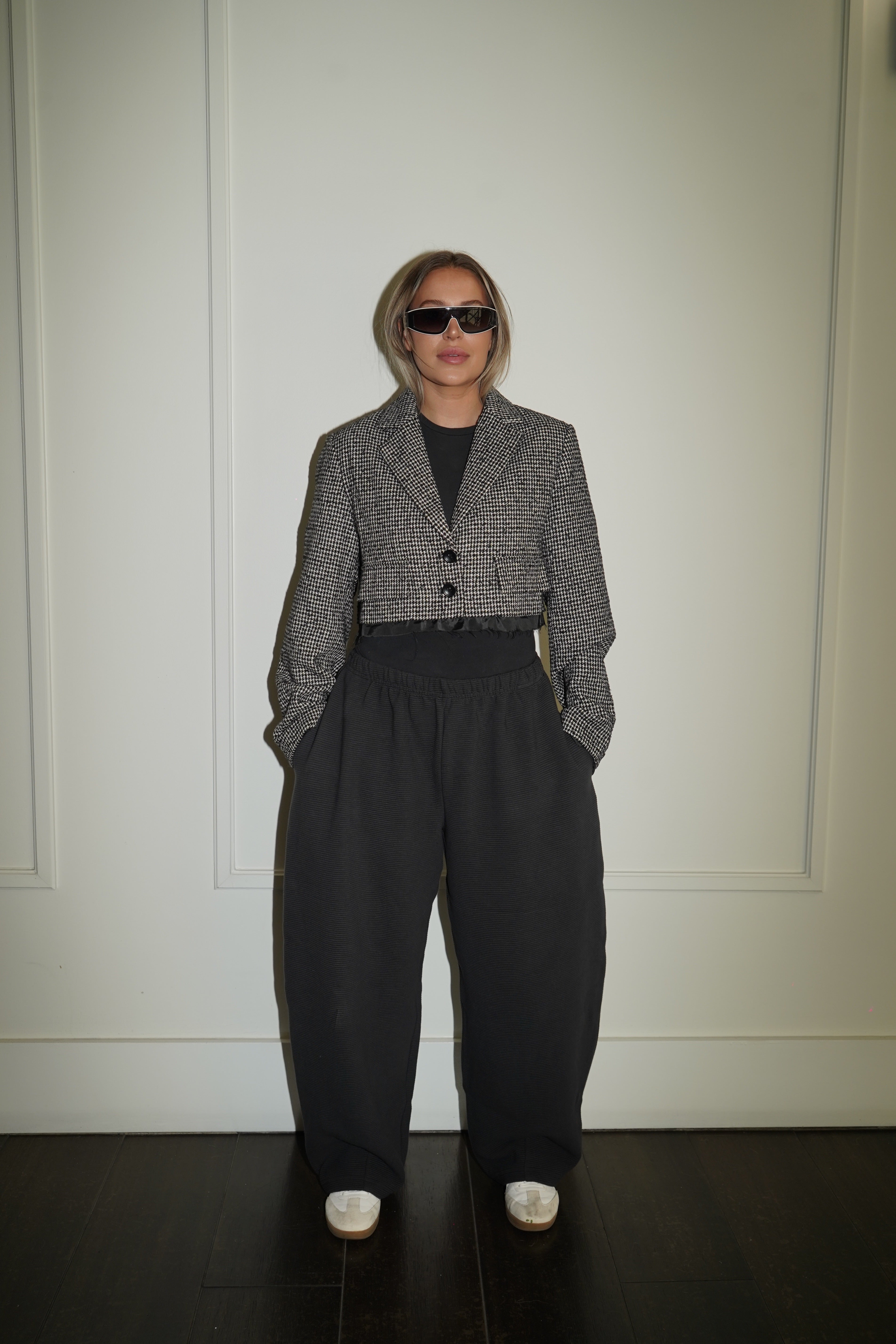 Houndstooth Raw Edge Jacket