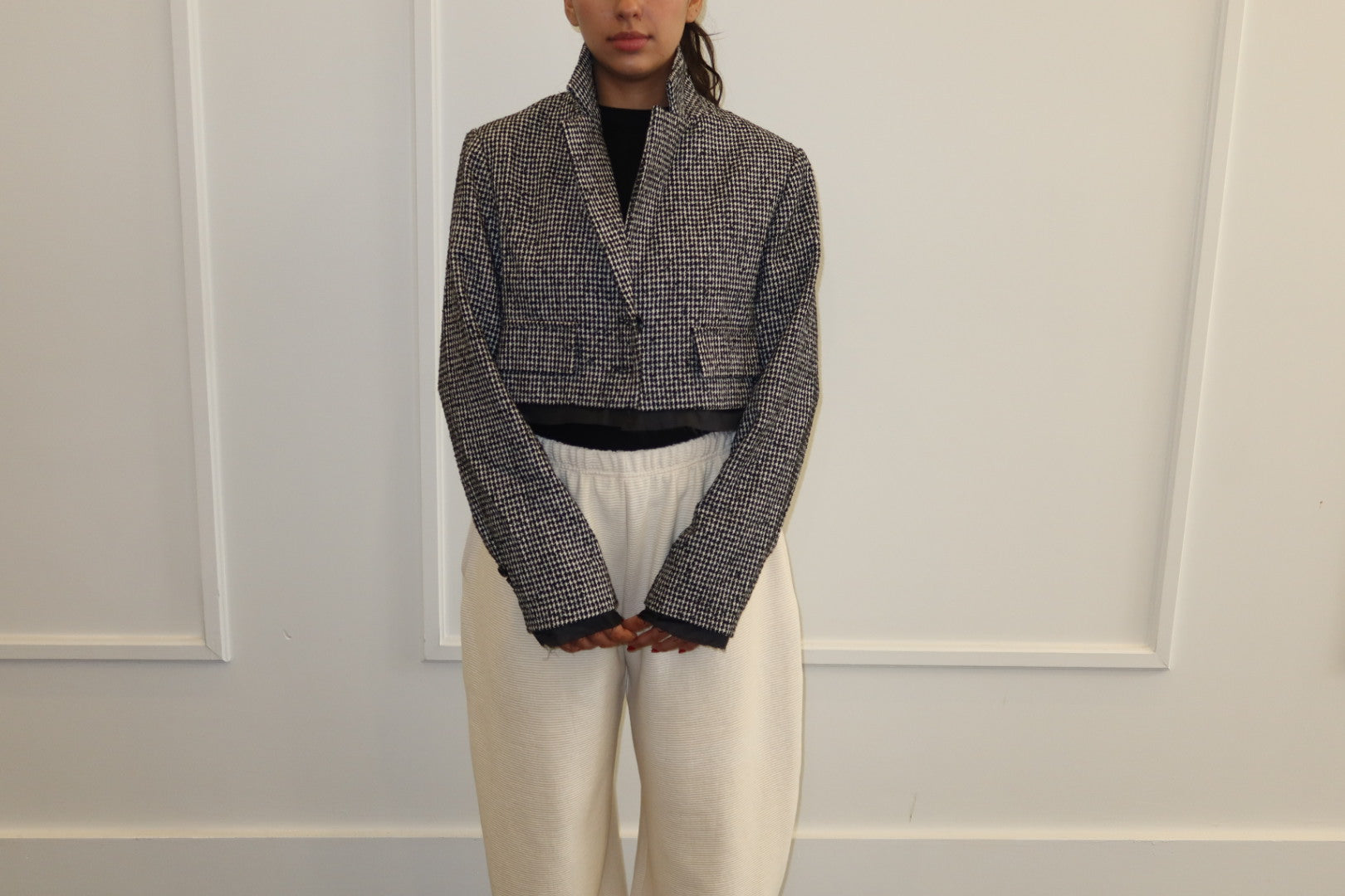 Houndstooth Raw Edge Jacket