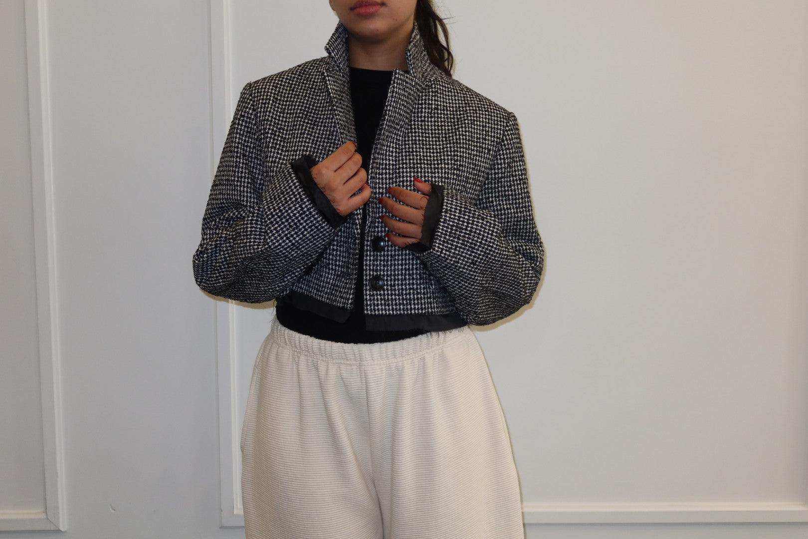 Houndstooth Raw Edge Jacket