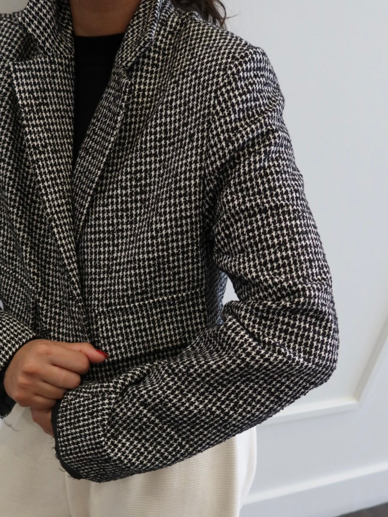 Houndstooth Raw Edge Jacket