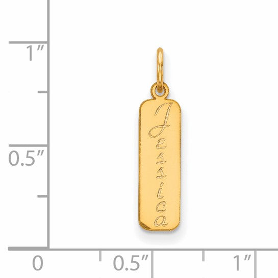 14K VERTICAL NAME PLATE PENDANT