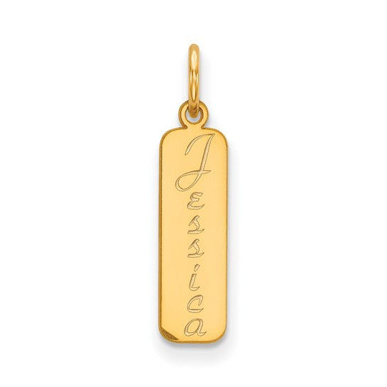 14K VERTICAL NAME PLATE PENDANT
