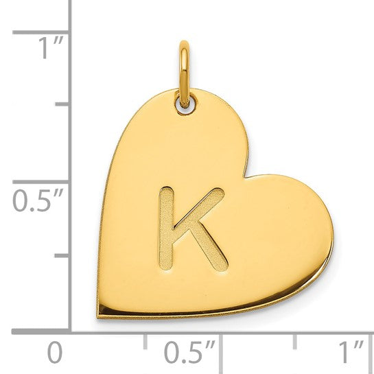 14K HEART INITIAL PENDANT