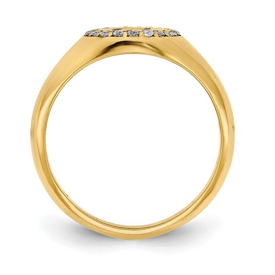 14k DIAMOND SIGNET RING