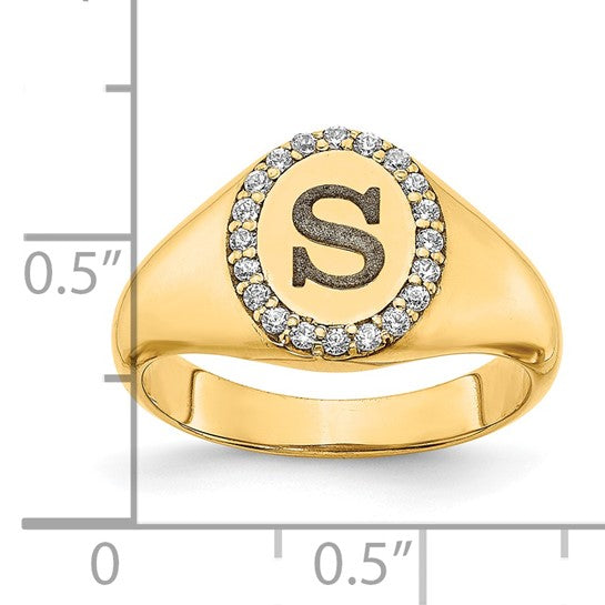 14k DIAMOND SIGNET RING