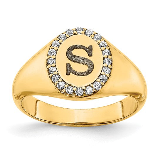 14k DIAMOND SIGNET RING