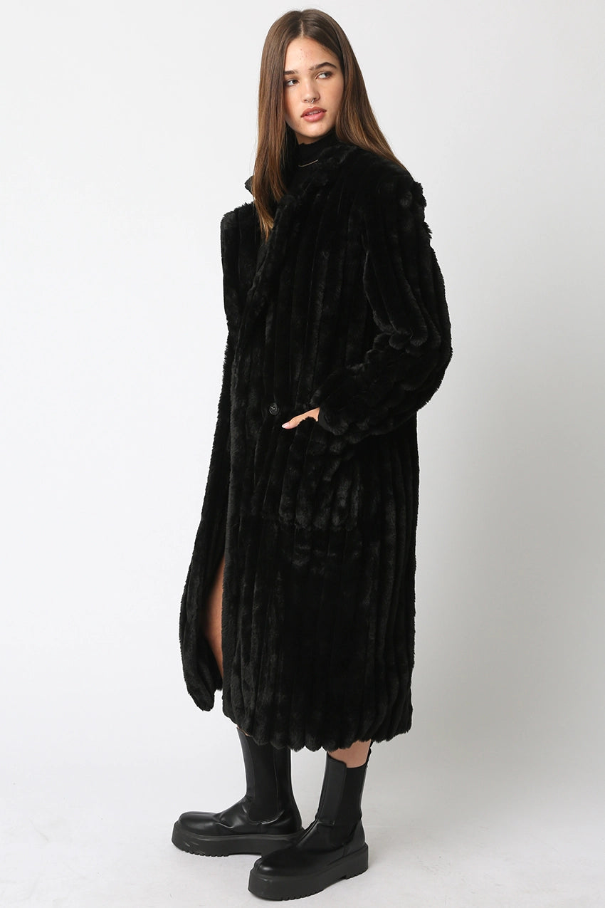 FAUX FUR LONGLINE COAT