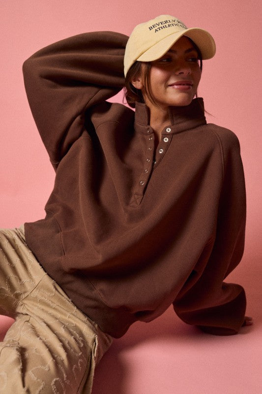 SNAP COLLARD SWEATER- PREORDER