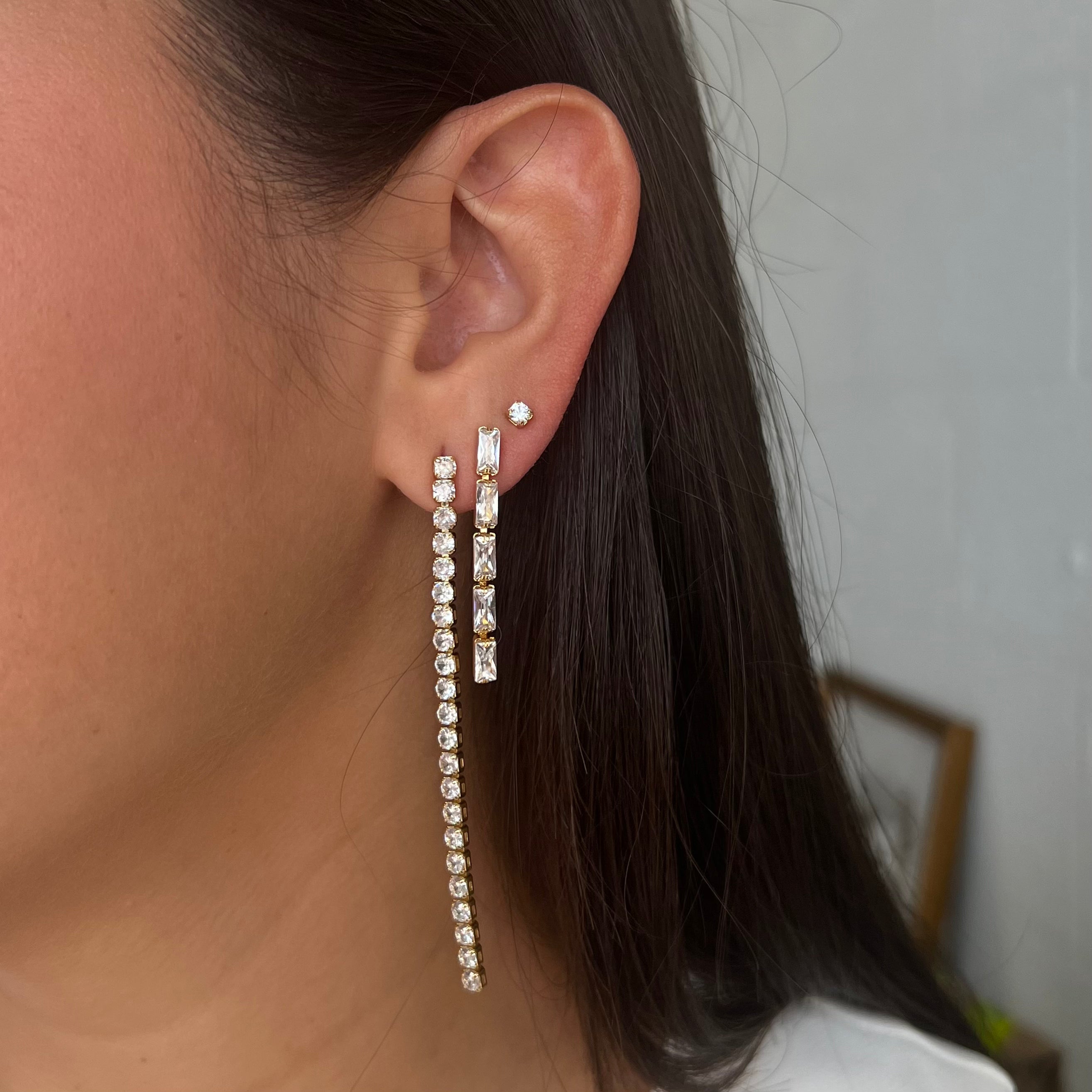 BAGUETTE TENNIS DROP EARRINGS