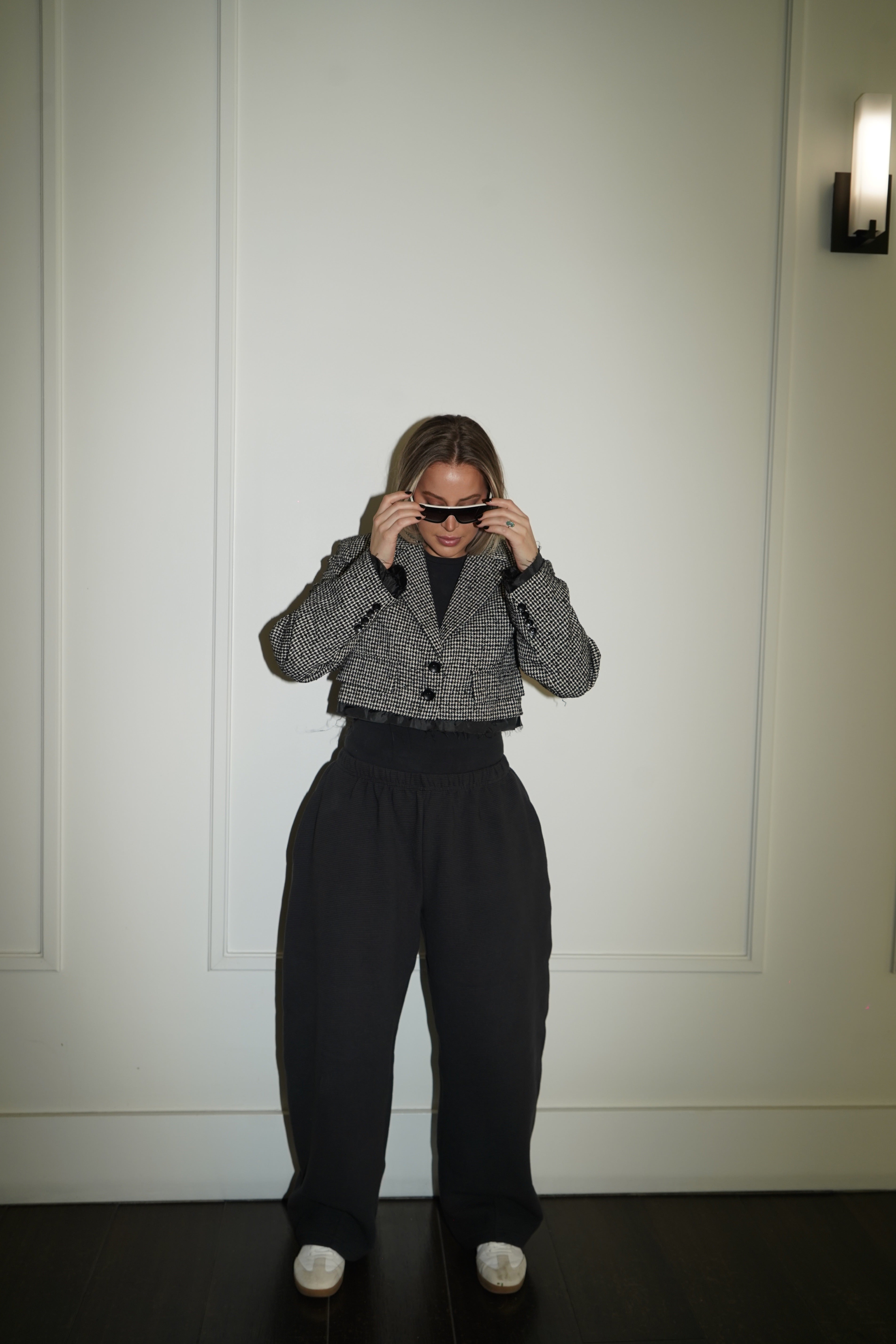 Houndstooth Raw Edge Jacket