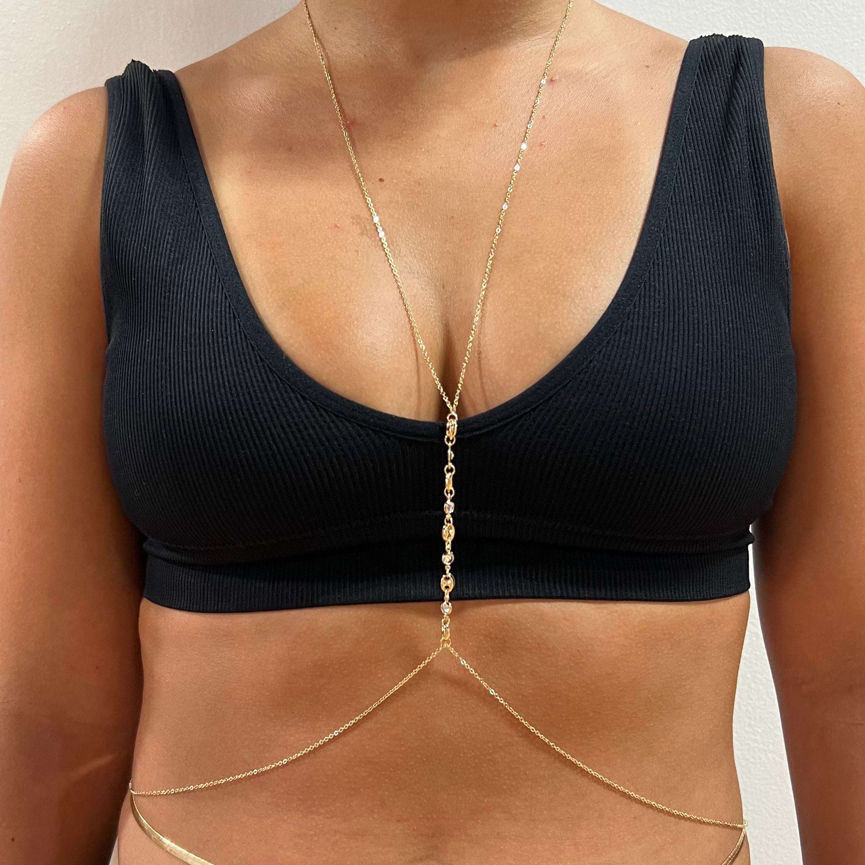 Gold Chain Harness Bralette Set - Embrace Sensual Glamour By